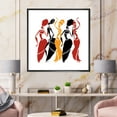 thumbnail image 2 of Designart 'Beautiful Red Black and Yellow Dancers Afro American Silhouettes' Modern Framed Canvas Wall Art Print, 2 of 5