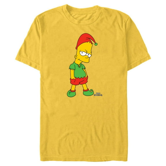 The Simpsons Bart Simpson Elf Bart Holiday - Short Sleeve Blended T-Shirt for Adults – Customized-Yellow