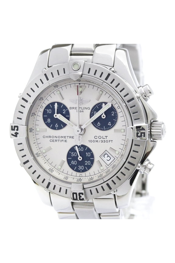 Pre-Owned BREITLING Chrono Colt Steel Quartz Mens Watch A73350 Polished