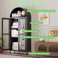thumbnail image 4 of SUPEER Metal Arched Storage Display Cabinet with LED Strips and Glass Doors, Lockable Cabinet, Assembly Required, Black, 4 of 9