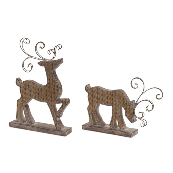 Melrose Wicker Style Deer Silhouette Christmas Figurines - 11.75" - Set of 2