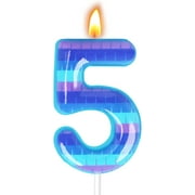 Video Game Birthday Candles, Number Candles for Birthday Party Cake Decoration Supplies (Number 5)