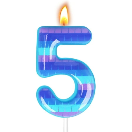 Video Game Birthday Candles, Number Candles for Birthday Party Cake Decoration Supplies (Number 5)