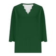thumbnail image 5 of Women's Summer Short Sleeve V Neck Pullover Tops Shirts Blouses Solid Color Loose Fit Casual Daily Wear Business Casual Vacation Fashion Essential Gift for Women | Sopatenor,Army Green XL, 5 of 9