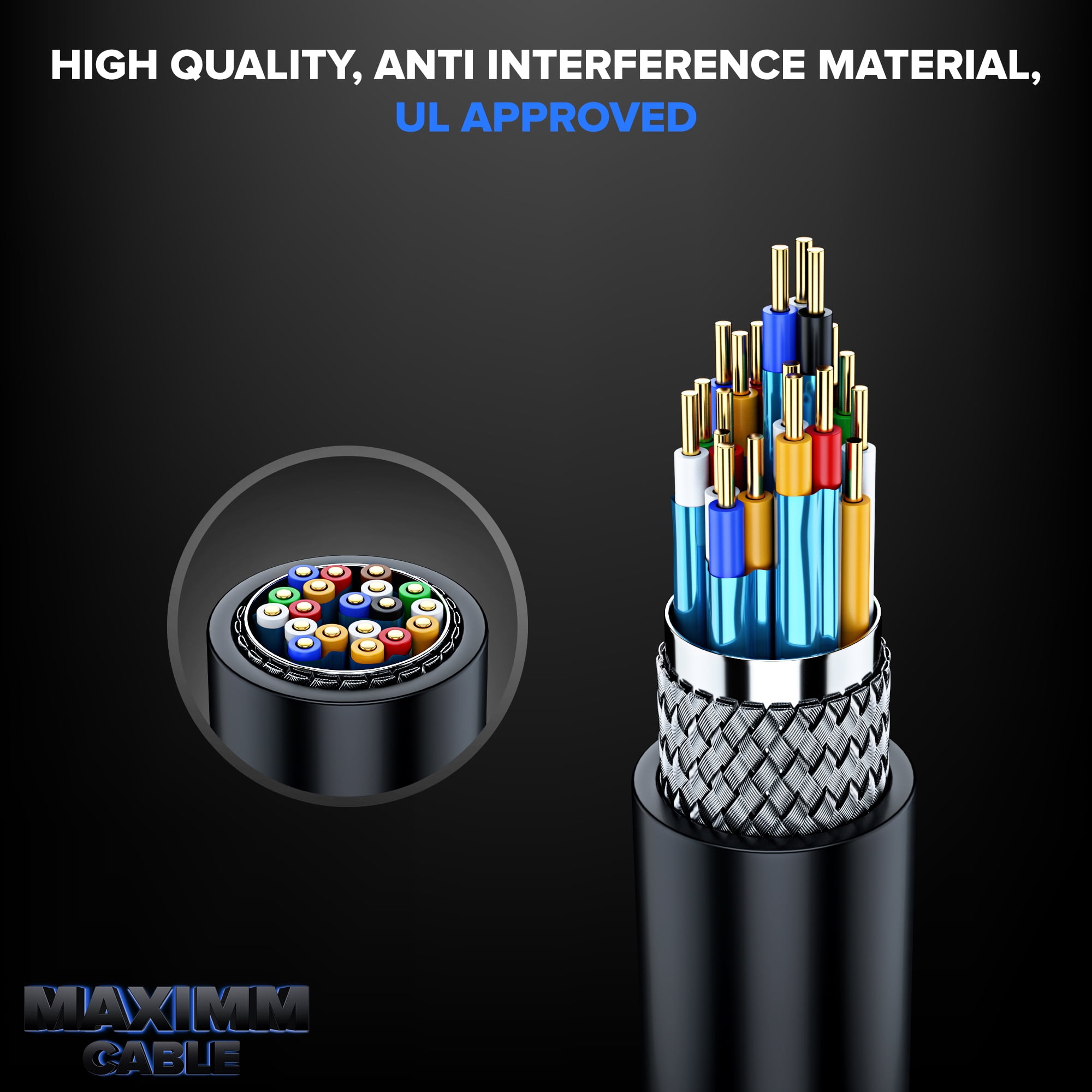 HDMI Cable 4K Ultra HD 50 Foot (1 Pack) HDMI 2.0 Cable, High Speed 18Gbps 4K@60Hz HDR, 3D, 2160p, 1080p, HDCP 2.2, ARC, HDMI Cables for Monitors, HDTV 50 Feet 1 Pack