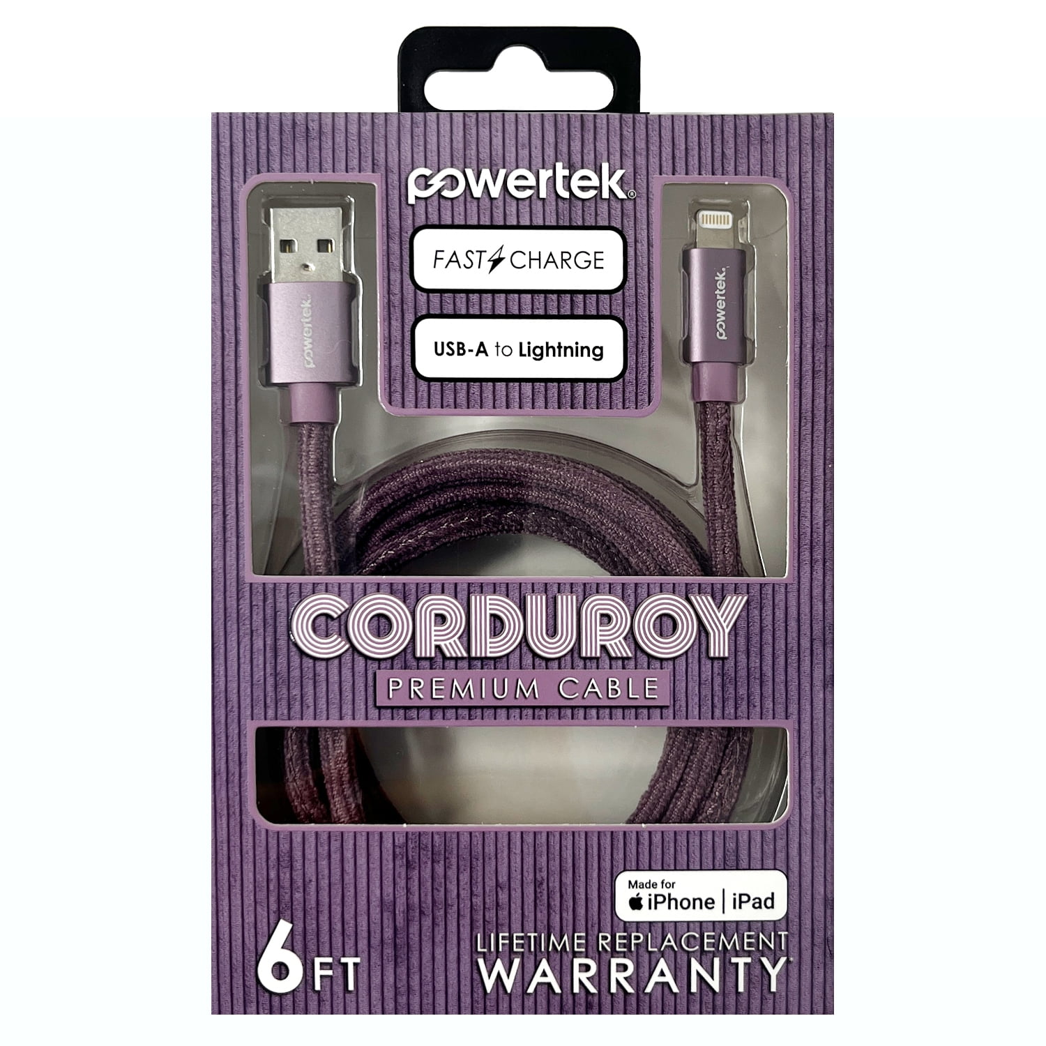 Liquipel Powertek Corduroy USB-A to Lightning - Purple