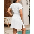 thumbnail image 5 of Women's Swimsuit Cover Ups V-Neck Drawstring Beachwear Flowy Short Sleeve Beach Dress, 5 of 10