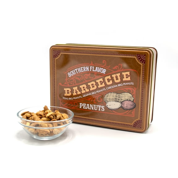 Southern BBQ Peanuts Gift Tin – 3 Gourmet BBQ Flavors | Texas, Memphis & Carolina Style