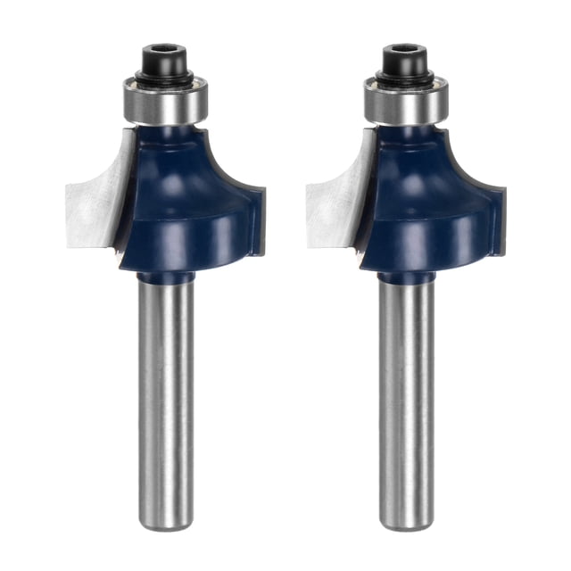 Unique Bargains 2pcs Roundover Router Bit Dia 1/4 Shank 3/8' Radius Carbide Tipped Woodworking Tool