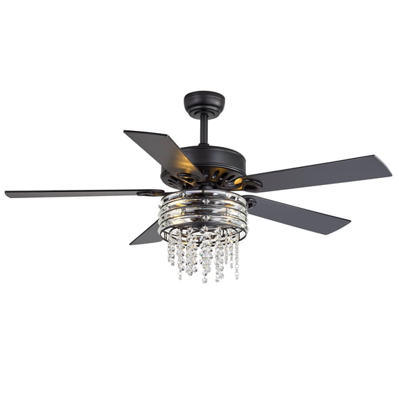 ALKAFY 52 inch Matte Black Ceiling Fan with Lights - 5 Dual-Sided Plywood Blades, 6 Speeds, Remote, for Bedroom & Living Room