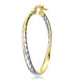 thumbnail image 5 of Wellingsale Ladies 14k Two Tone Yellow and White Gold Polished 40mm Twisted Design Hoop Earrings (38 x 38 mm), 5 of 7