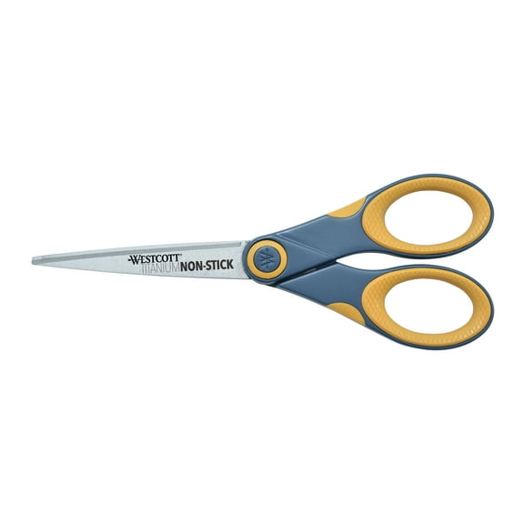 Westcott Titanium Bonded Straight Scissors, 7", Gray & Yellow, High School Level