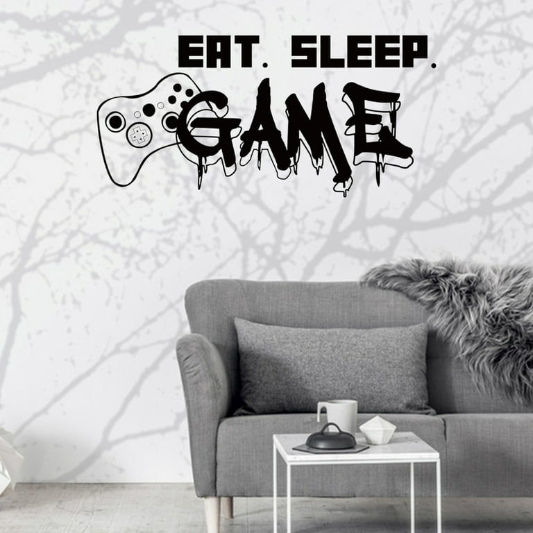 Cherryhome Gamer with Joystick Controller Wall Vinyl Decal Sticker, Gaming  3D Personalized Name Boy Girl, Video Game Design for Art Mural Home Decor  Playroom Bedroom Wallpaper 