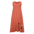 thumbnail image 5 of Maxi Sundress for Womens Summer Casual Sleeveless Flowy Long Dress Beach Floral Print Dresses with Pockets Watermelon Red M, 5 of 5