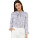 thumbnail image 1 of INSPIRE CHIC Blusa floral vintage de manga larga con cuello abotonado y pajarita para mujer Lavanda S, 1 of 6
