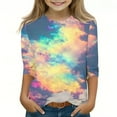 thumbnail image 2 of Maean Kids Tie Dye Graphic Tshirts Girls Boys 3/4 Sleeve Crewneck Tshirt Summer Tee Shirts for 3-12 Years, 2 of 5