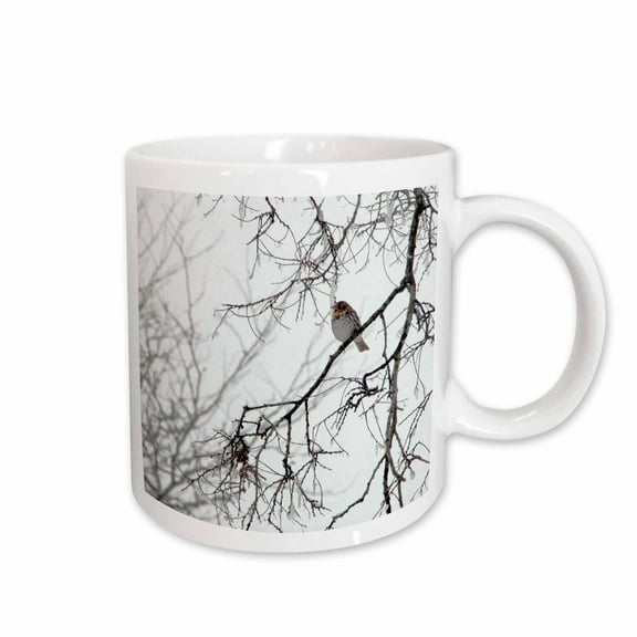 3drose, Sparrow Bird on a Winters Day, 15oz Mug