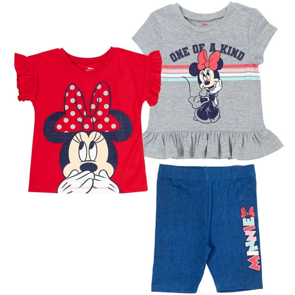 Disney Minnie Mouse Little Girls Peplum T-Shirts and Bike Shorts Infant to Big Kid