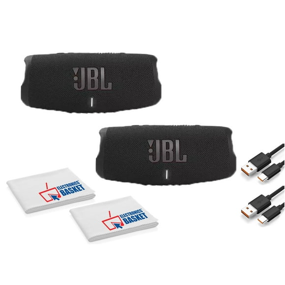 JBL Charge 5 Portable Wireless Bluetooth Speaker (BLACK), IP67 Waterproof, USB Charge Out - 2 Pack Bundle