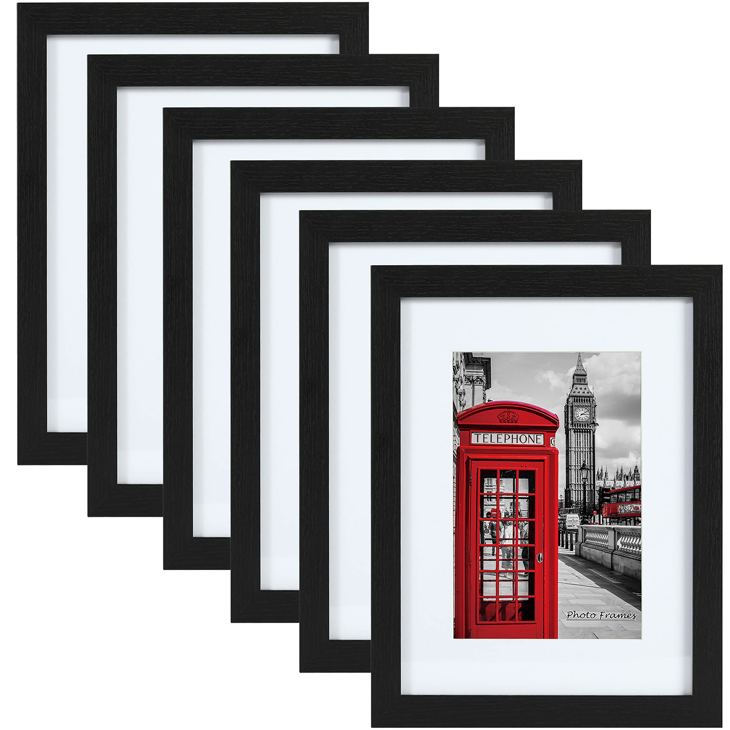 5x7 Picture Frame Set of 6, Display Pictures 4x6 with Mat or 5x7