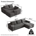 thumbnail image 3 of Yomsum Sturdy Frame L-Shaped Sectional Sofa, Anti-Scratch Wear Resistant Corduroy Couch, Spacious Chaise Sofa Suitable for Guest Room Studio Dormitory Gray, 3 of 7