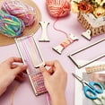 thumbnail image 3 of 2 Sets Weaving Loom Kit Weaving Frame Set with Yarns Rods Combs Shuttles 2.6 x 8 Inch Wood Bookmark Knitting Loom for Adults Weaving Lovers Contains Enough Weaving Yarn, 3 of 6