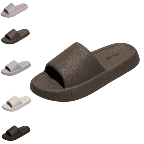 Women's Shower Shoes Women's Slides with Cushioned Thick Sole Household Slippers Lightweight Comfy Slide Sandals for Daily Wear Khaki 7 [EU-38]