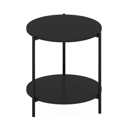 Furinno Besi 2-Tier Modern Round Side End Table with Sturdy Metal Legs Americano