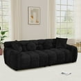 thumbnail image 3 of Wiilayok 87.3" Modern Tufted Upholstered Fluffy Chenille 3 Seater Sofa with 4 Pillows，Comfy Sherpa Deep Seat Cloud Couch, Small Love Seat for Living Room Apartment, Black, 3 of 10