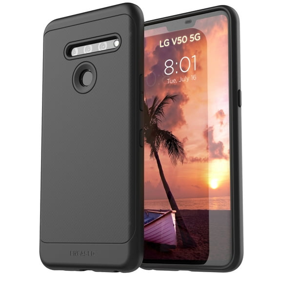 Encased LG V50 5G Case (Thin Armor) Slim Fit Flexible Grip Phone Cover - Black