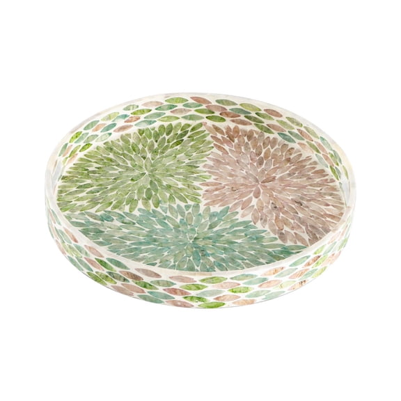 A&B Home Multicolor Round Capiz Tray Small 14 inches