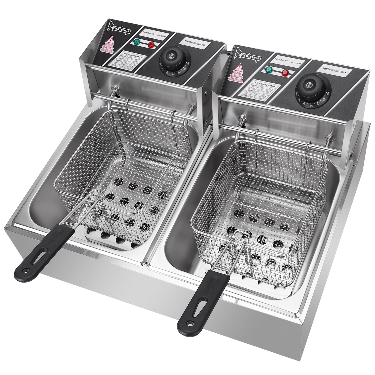 Kepooman Electric Commercial Deep Fryer with Double Basket, Stainless Steel Deep Fryers,12.7QT Kepooman Electric Commercial Deep Fryer with Double Basket, Stainless Steel Deep Fryers,12.7QT