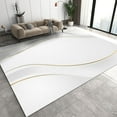 thumbnail image 3 of Modern Home Decor Art Indoor Large Rug, Minimalist Light Luxury White Gold Area Rug, Non-Slip Soft Low Pile Durable Floor Carpet For Living Room Dining Room Bedroom Entryway 1x2ft, 3 of 6
