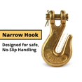 thumbnail image 4 of "DC Cargo Mall G70 3/8 Chain Hook – Heavy Duty Clevis Grab Hook for 3/8 Inch Grade 70 Chain - for Trailer Truck Transport - 6,600 lbs, 2-Pack", 4 of 7