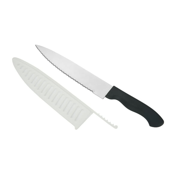 Mainstays Stainless Steel and Black Plastic Handle Chef Kitchen Knife