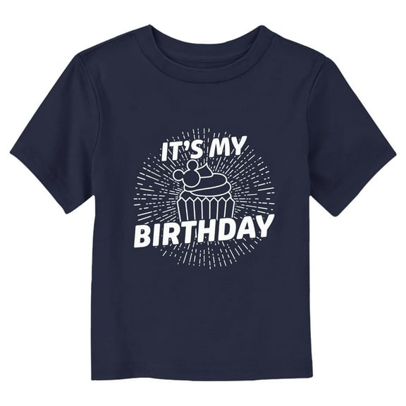 Toddler's Mickey & Friends It's My Birthday Cupcake Graphic Tee Navy Blue 2T