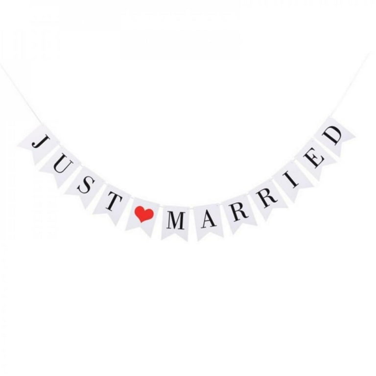 Just married, Just married car, Just married banner