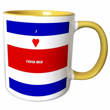 3dRose I Love Costa Rica - Two Tone Yellow Mug,
