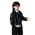 thumbnail image 3 of GiLiling Kids Faux Leather Biker Jacket Moto Style Coat Boys Girls Motorcycle Fall Winter Jacket Zipper Front Cozy Lining Outwear (Black, 9-10 Years), 3 of 9