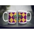 thumbnail image 3 of Mardi Gras Fleur de lis Purple Green and Gold Coffee Mug 15 oz, 3 of 5