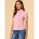 thumbnail image 2 of Allegra K Blusa De Trabajo De Algodón Plisado Con Manga Farol Para Mujer Rosa S, 2 of 6