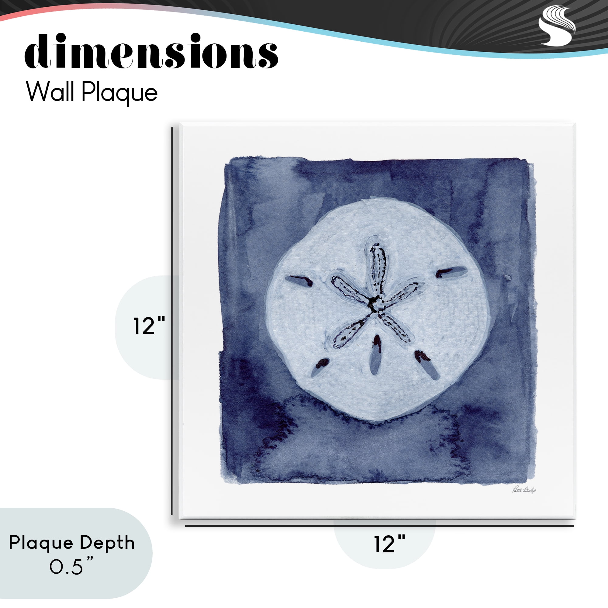 Stupell Industries White Sand Dollar on Indigo Wall Plaque Art, design by Patti Bishop