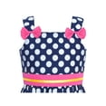 thumbnail image 4 of Girls Dress Navy Blue Polka Dot Bow Tie Casual Sundress 4-5 Years, 4 of 6