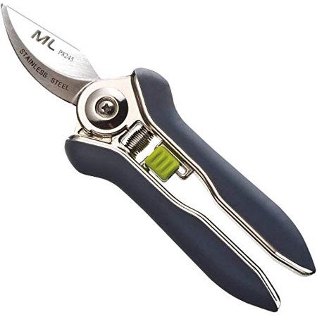 MLTOOLS Bypass Pruning Shears Compact Heavy Duty & Ultra Sharp for Gardening – 6.7 Inch Stainless-Steel Garden Shears – for Both Left & Right Handers – Ergonomic Trimming Shears – P8245