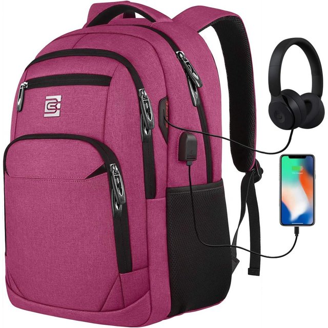 Mochilas para laptop con puerto de carga USB para hombres y mujeres para el trabajo, escuela, universidad, mochila escolar para niños, adolescentes con compartimento para computadora portátil y