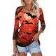 thumbnail image 1 of Camisa para mujer, moda informal, cuello cuadrado, manga 3/4, suelta, camiseta estampada de Halloween, top para mujer, 1 of 4