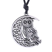 EUEAVAN Wicca Owl Pendant Necklace Goddess Crescent Moon Pendants Pentagram Pagan Amulet