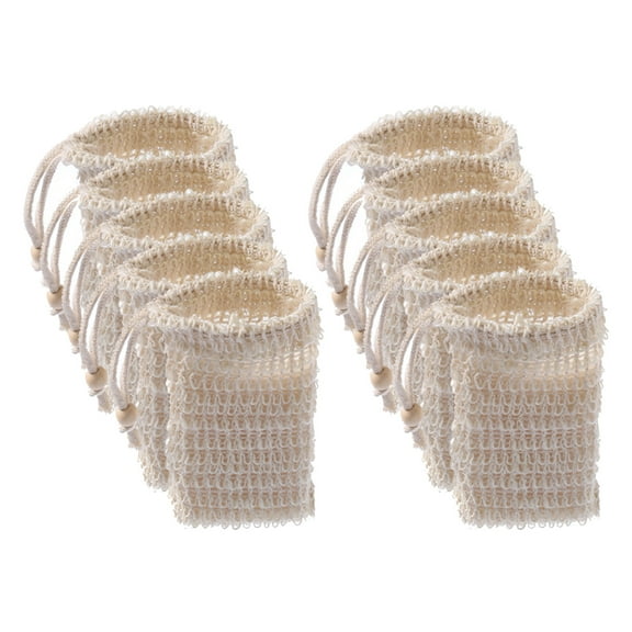 Necvior 10pcs Soap Bag Natural Sisal Soap Saver Bag Mesh Net Foaming Drying Soap Holder for Shower Bath Use