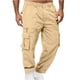 thumbnail image 2 of Pantalones cargo para hombre, estilo casual, lisos, con múltiples bolsillos y botones, para exteriores, rectos, para fitness, 2 of 5