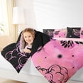 thumbnail image 4 of Homewish Cute Butterflies Queen Comforter Set,Flying Animal Bedding Sets,Pink Black Bedding Comforter Set For Girls Kids,Luxury Bedroom Decor Reversible,3pcs, 4 of 8